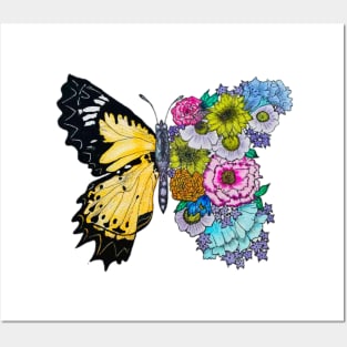 beautiful floral butterfly hand drown Posters and Art